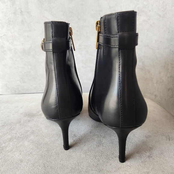 Kurt Geiger heeled booties 10 black leather Kensington Flexi ankle logo new $280 - Picture 11 of 17